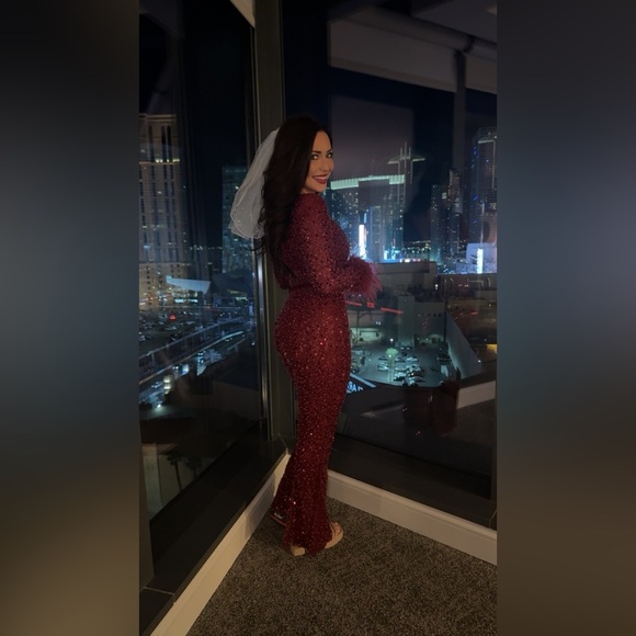 Nadine Merabi Rachel Red Jumpsuit Size S/M - Picture 5 of 7